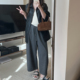 韩版 时尚 百搭松紧腰显瘦九分休闲裤 Lpants2025秋冬新款 女阔腿裤