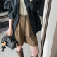 女宽松百搭阔腿短裤 Lpants2025早秋新款 韩系高腰显瘦直筒休闲裤