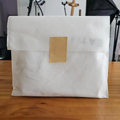 60克有贴纸可折叠自封粘口无纺布收纳袋服饰包装 防尘透气米黄白色