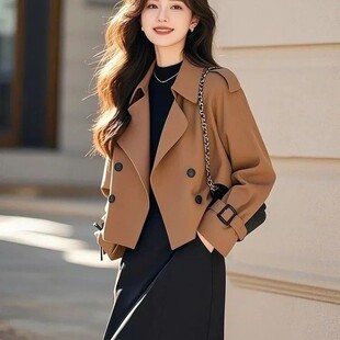 风衣外套小个子经典 风衣女潮流休闲咖啡色短款 百搭 春季 2026年新款