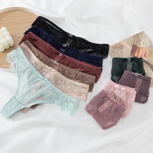 新款新品性感蕾丝丁字内裤女士低腰舒适t裤女隐形诱惑三角裤女