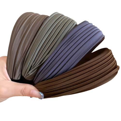 布艺简约纯色褶皱宽边发箍女高