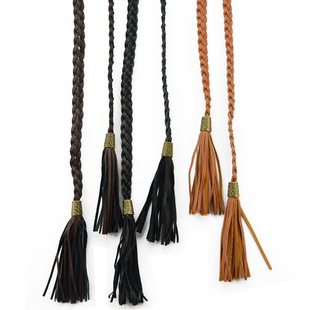 编织腰带流苏细皮带蝴蝶结小绳子裙子打结装饰编制女士宽