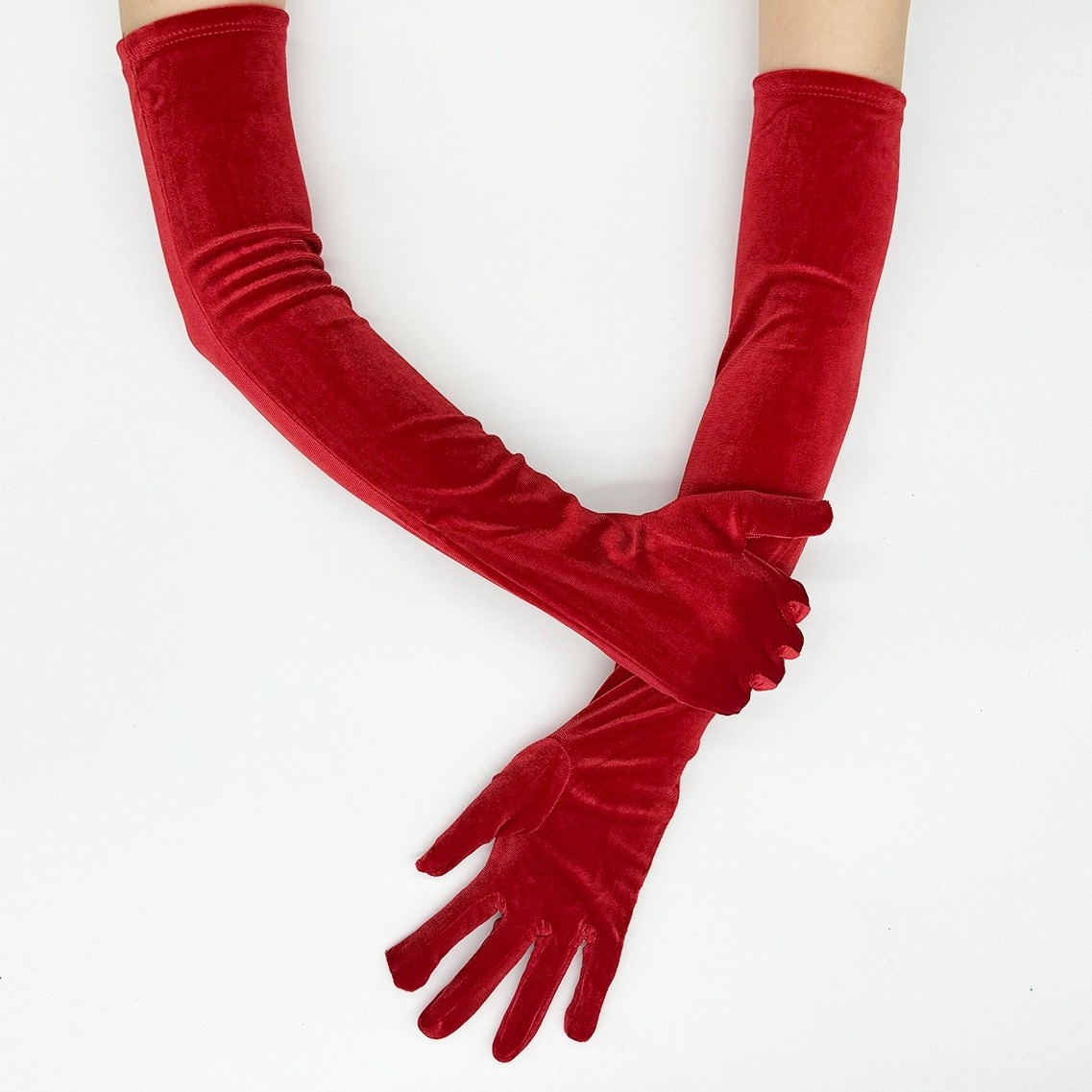 金丝绒礼仪晚礼服保暖长手套舞台表演宴会派对歌剧天鹅绒手套