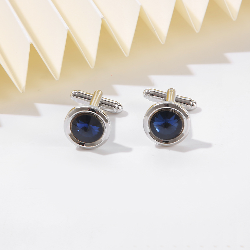 欧美时尚圆形紫色合金袖扣婚庆礼品男士西装衬衫cufflink