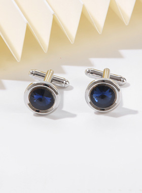 欧美时尚圆形紫色合金袖扣婚庆礼品男士西装衬衫cufflink