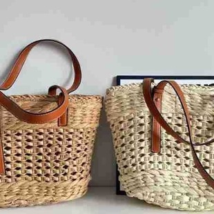 大容量手提编织包简约镂空编制菜篮子包单间腋下托特