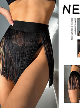 Fashionable short skirt with tassels, beach swimwear, buttoc