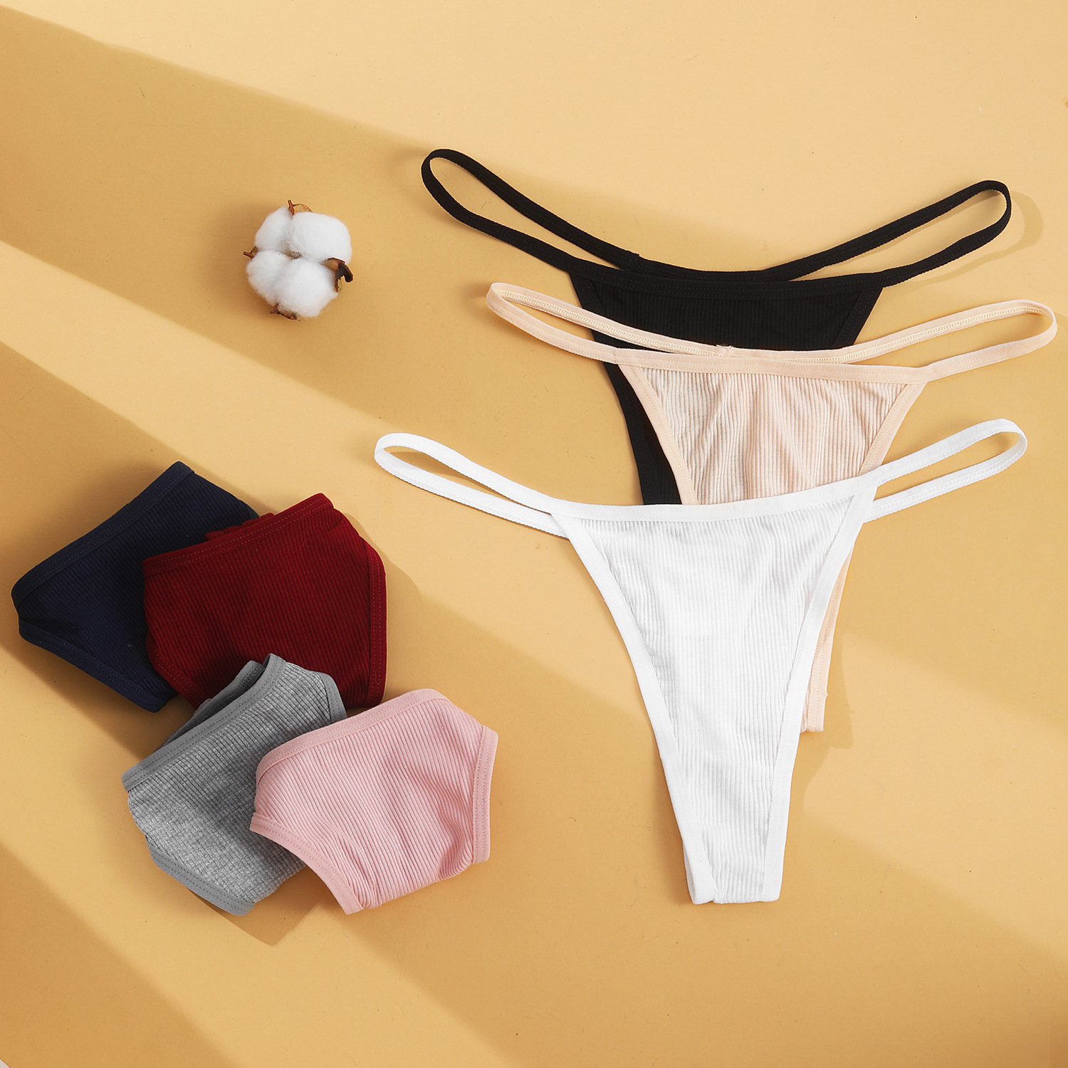 欧美 黑色蕾丝细带内裤性感低腰丁字裤锦纶材质棉质底档