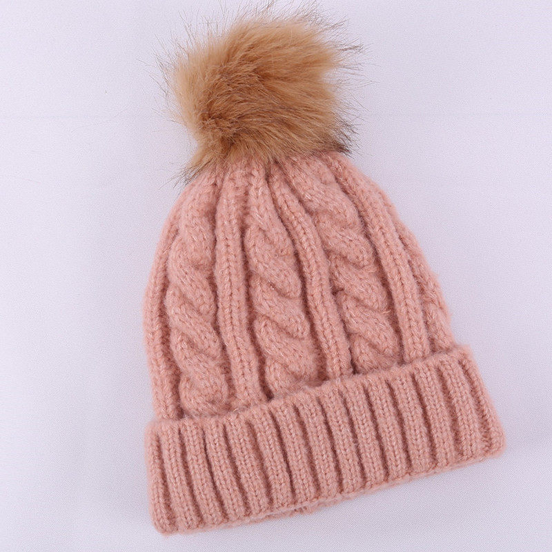 秋冬仿貉子狐狸毛球毛线帽加厚