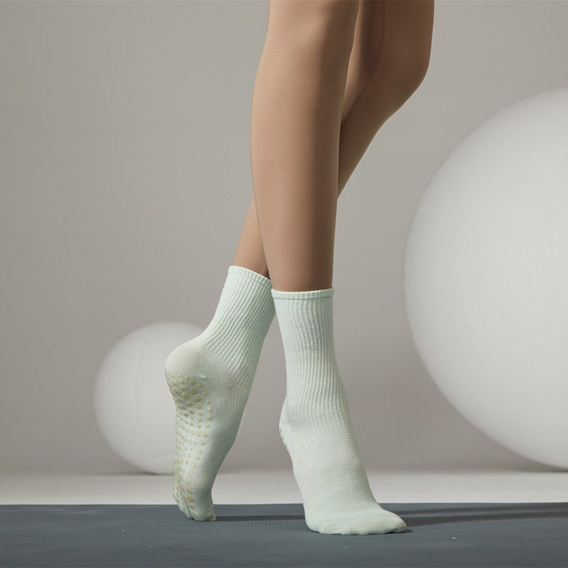 普拉提防滑袜秋中筒运动袜子女款