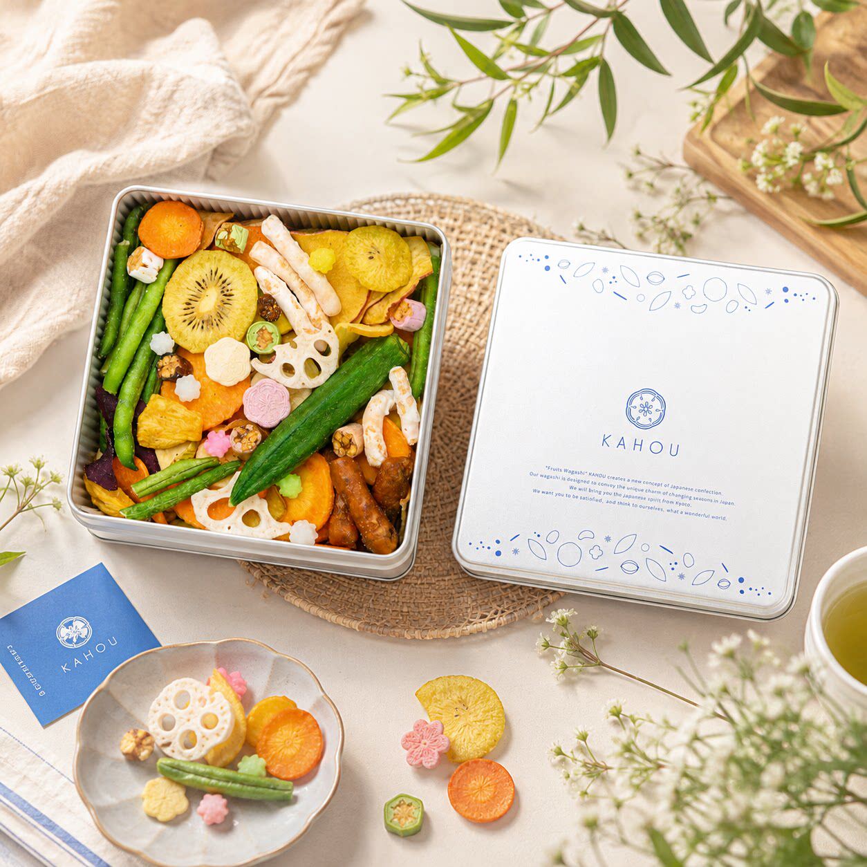 【新品】日本kaho蔬菜水果干香蕉猕猴桃铁盒装伴手礼高级零食