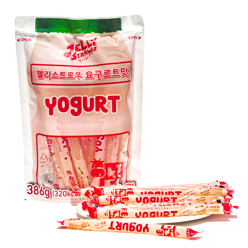 韩国进口酸奶味果冻条棒棒冰乳酸菌可吸零食开袋即食386g内有20条