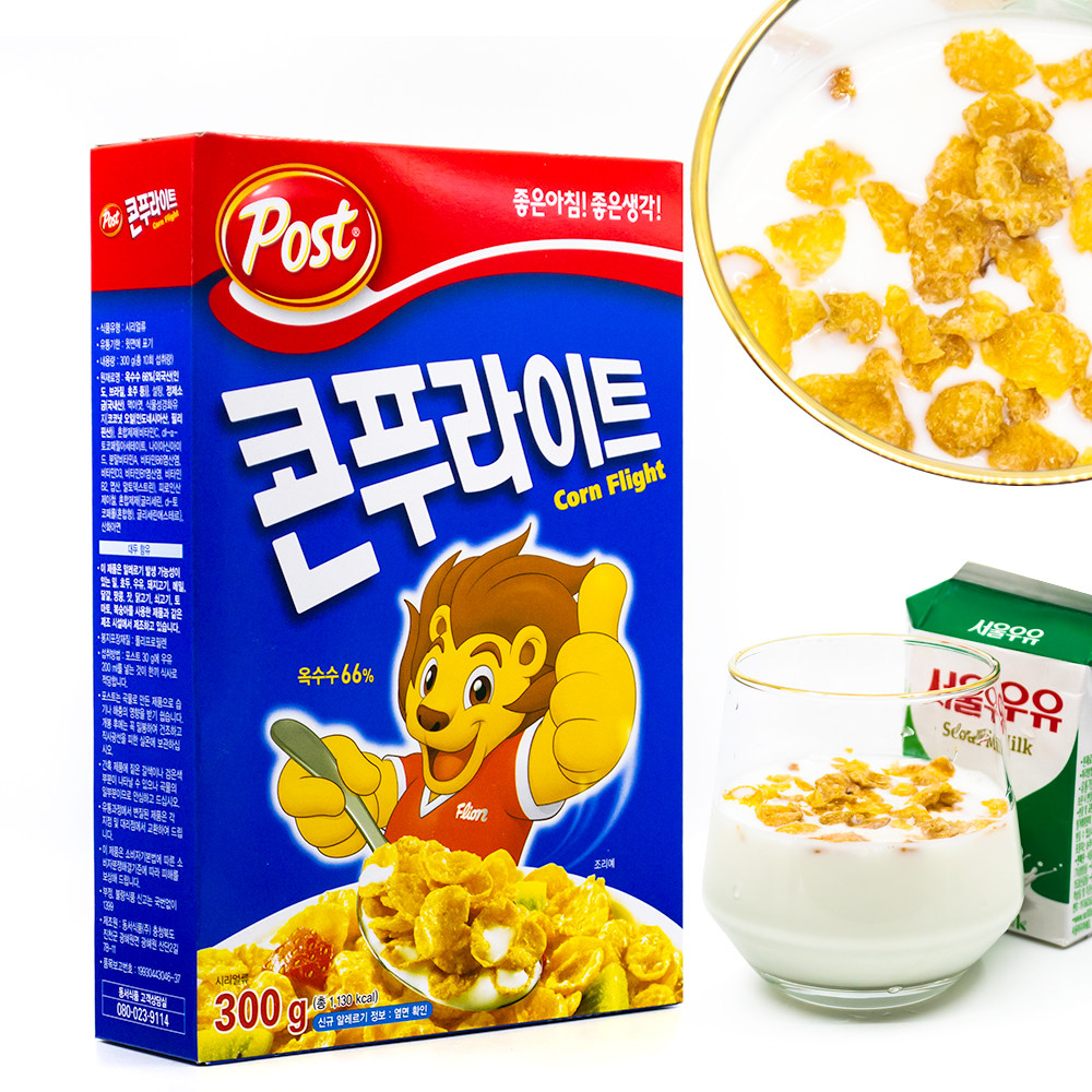 韩国东西post corn flight坚果甜味早餐玉米麦片300g (682)