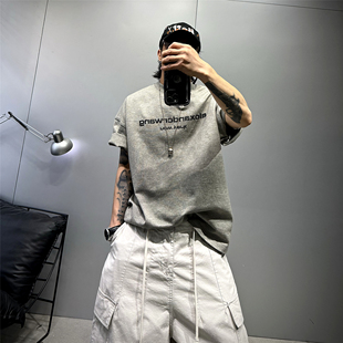 T恤男oversize落肩宽松潮牌百搭休闲t恤 重磅380g纯棉字母印花短袖