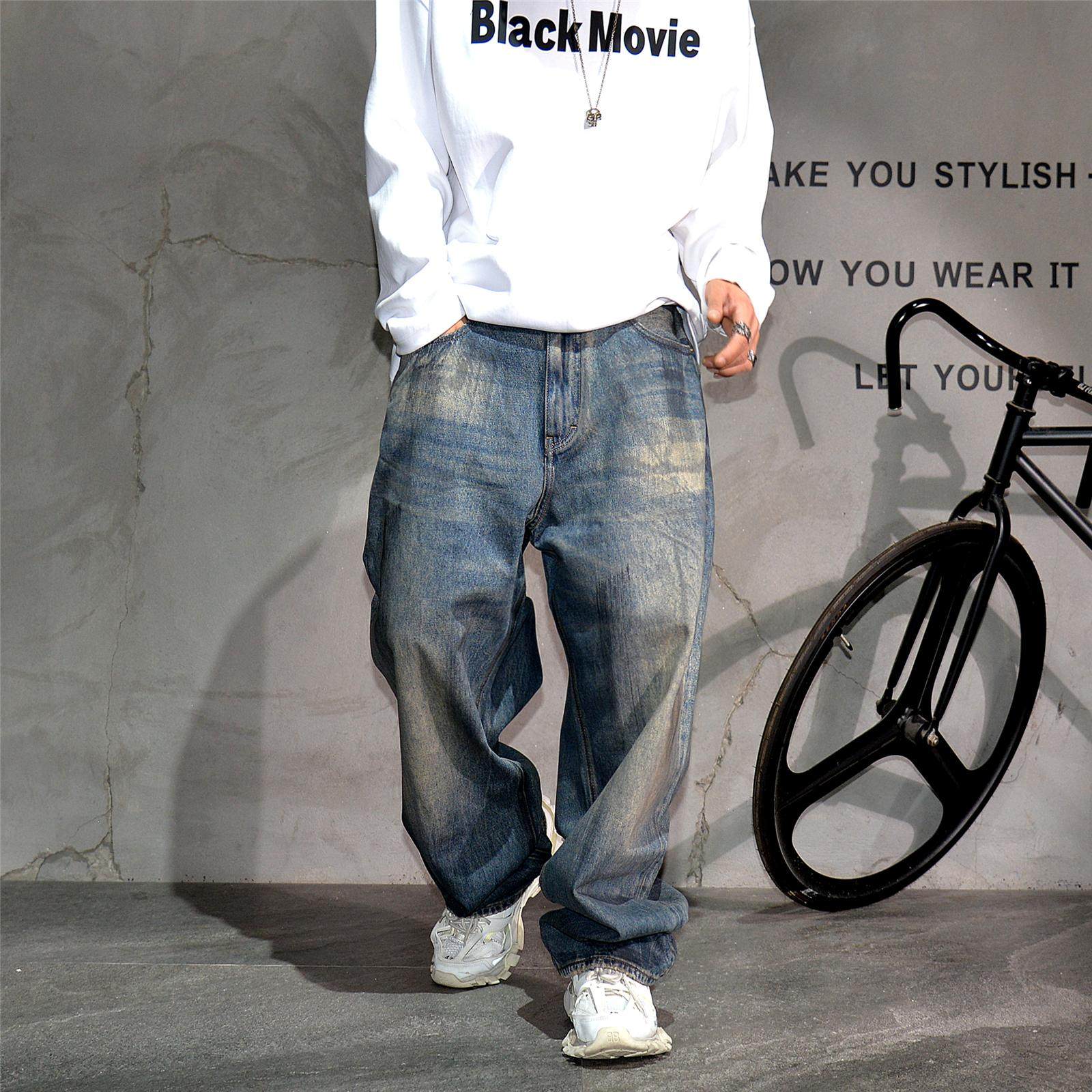 vibe废土脏脏擦色重工水洗宽松阔腿牛仔裤男潮牌痞帅哈伦拖地长裤,男装,牛仔裤,淘宝优惠券,粉丝福利购,淘宝优惠卷