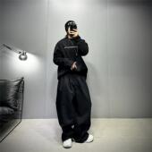 oversize廓形溜肩潮牌长袖 t恤男重磅350g纯棉宽松休闲T百搭打底衫