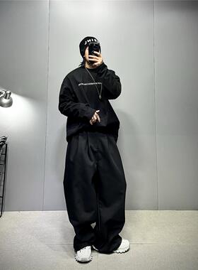 oversize廓形溜肩潮牌长袖t恤男重磅350g纯棉宽松休闲T百搭打底衫