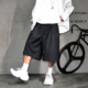 黑色宽松休闲西装 垂感挺括抽绳五分裤 短裤 男日系潮牌阔腿六分西裤