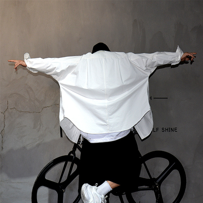 oversize落肩廓形龟背白色衬衫潮