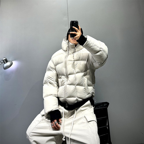 短廓形90白鸭绒加厚面包羽绒服男