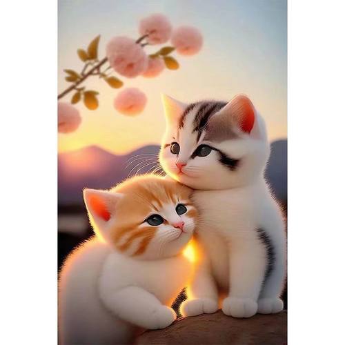 自粘可爱情侣猫咪自粘贴画儿童房墙上卧室门窗冰箱装饰卡通贴纸