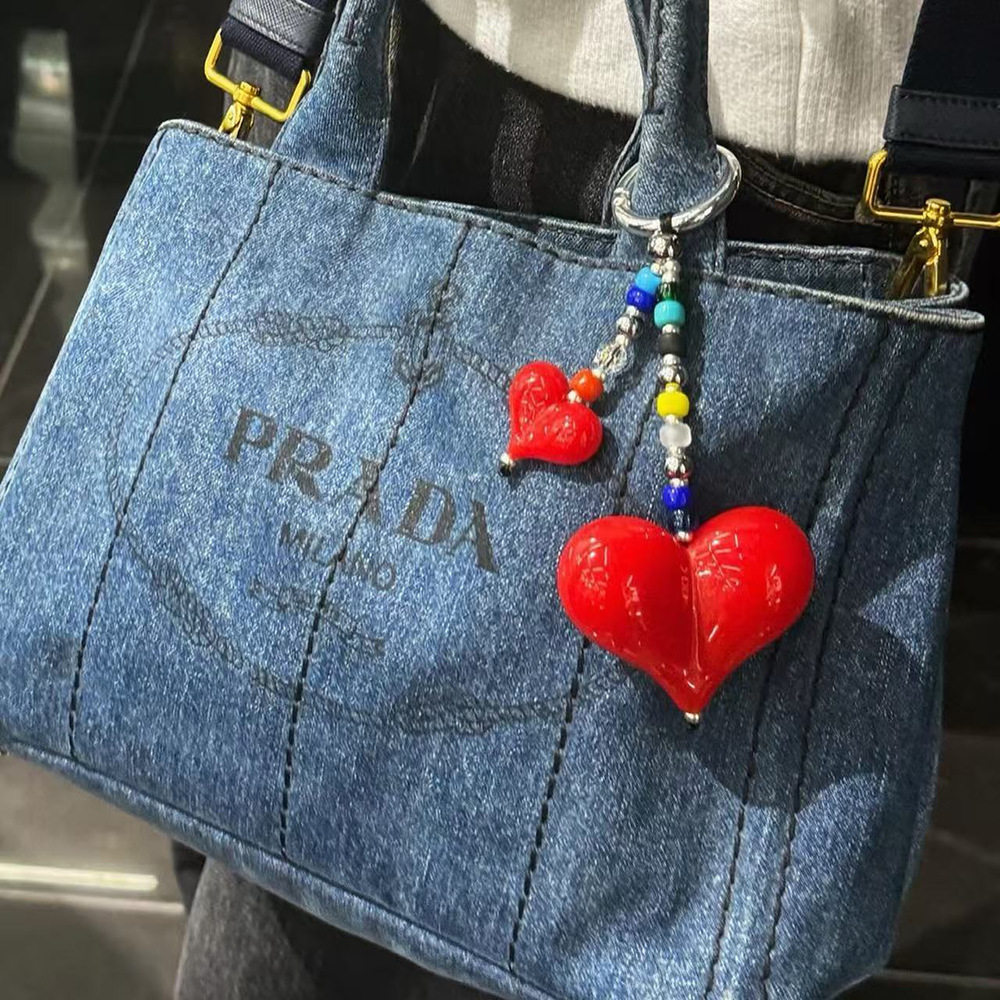 高颜值超大个爱心女生精致时尚包包挂件饰品彩色珠子车