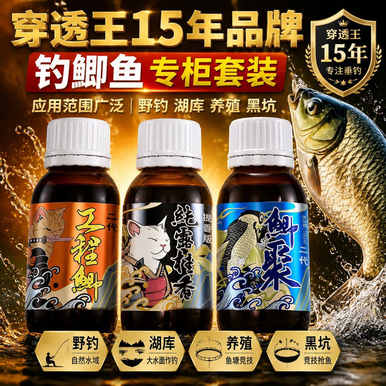 透王四季通用黑坑鲫鲤套装