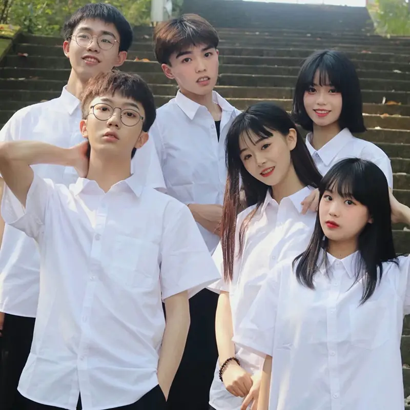 日系jk制服夏季白衬衫学生毕业学院风套装裙男女dk宽松长短袖班服
