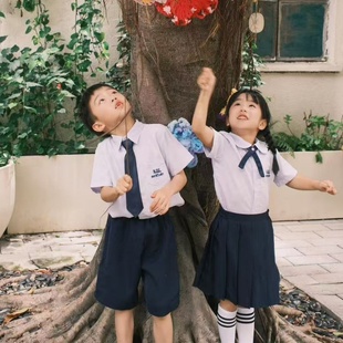 泰国泰式校服jk亲子套装夏季学院风儿童短袖幼儿园小学生毕业班服