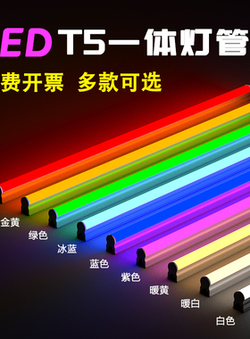 led彩色灯管T5一体化日光灯红橙黄绿冰蓝粉紫色t8分体七彩长条灯