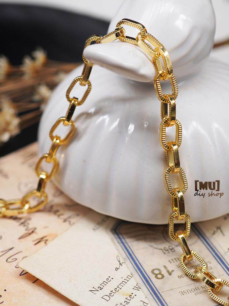 DIY HANDMADE ACCESSORIES IMPORTED FROM JAPAN 18K GOLD-FILLED COPPER GOLD-PLATED THICK OVAL DARK GRAIN LARGE HOLE LOOSE CHAIN 10 CM