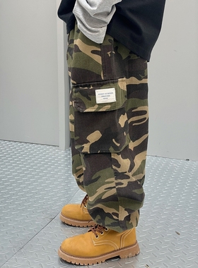 日系儿童潮酷帅气迷彩束脚工装裤春秋季休闲裤子宽松梭织男童长裤