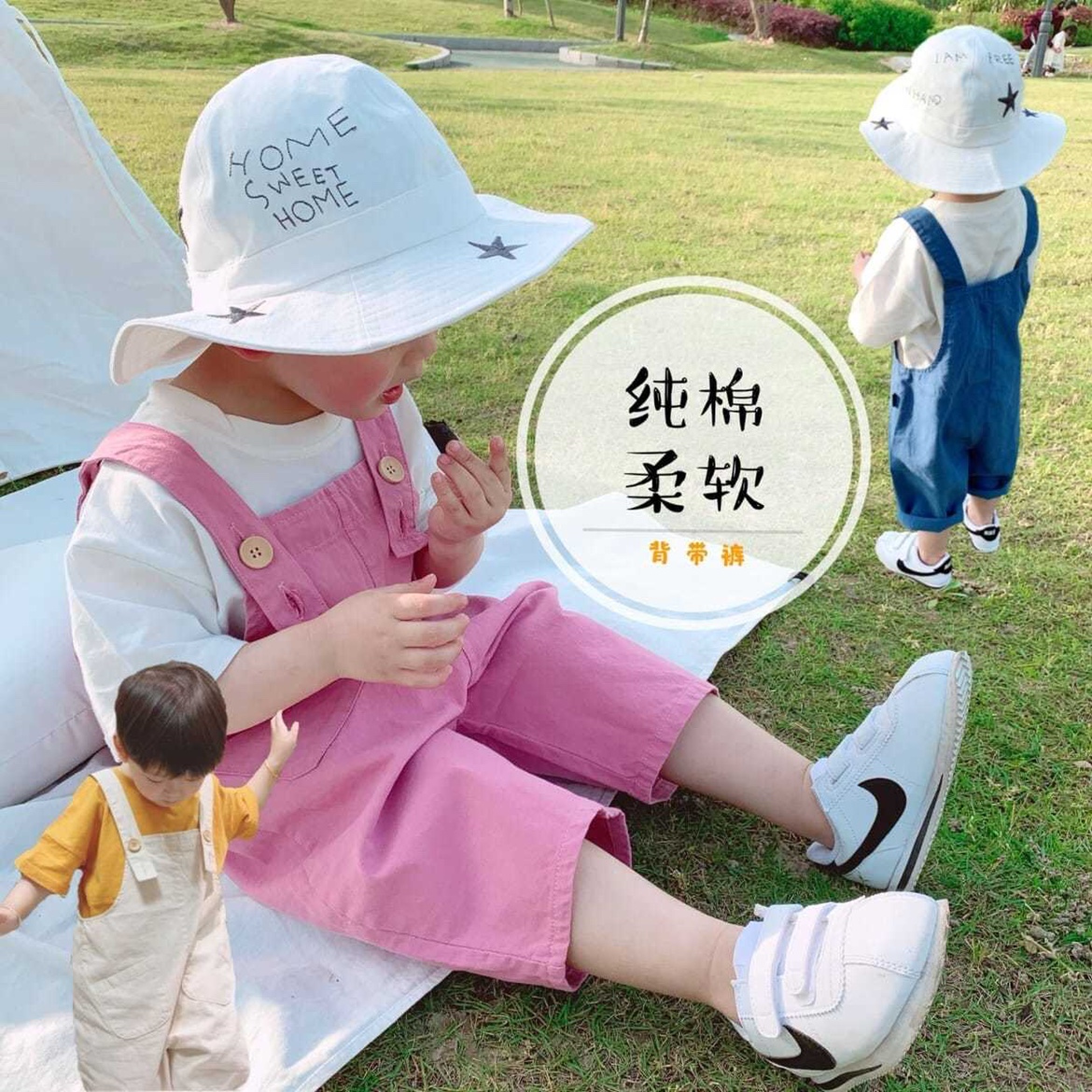 日系潮牌男女儿童夏季七分背带裤