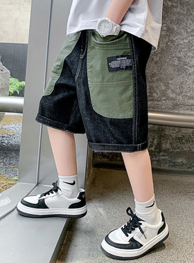 日系男童夏季工装牛仔短裤新款儿童裤子薄款夏款装中大童五分裤潮