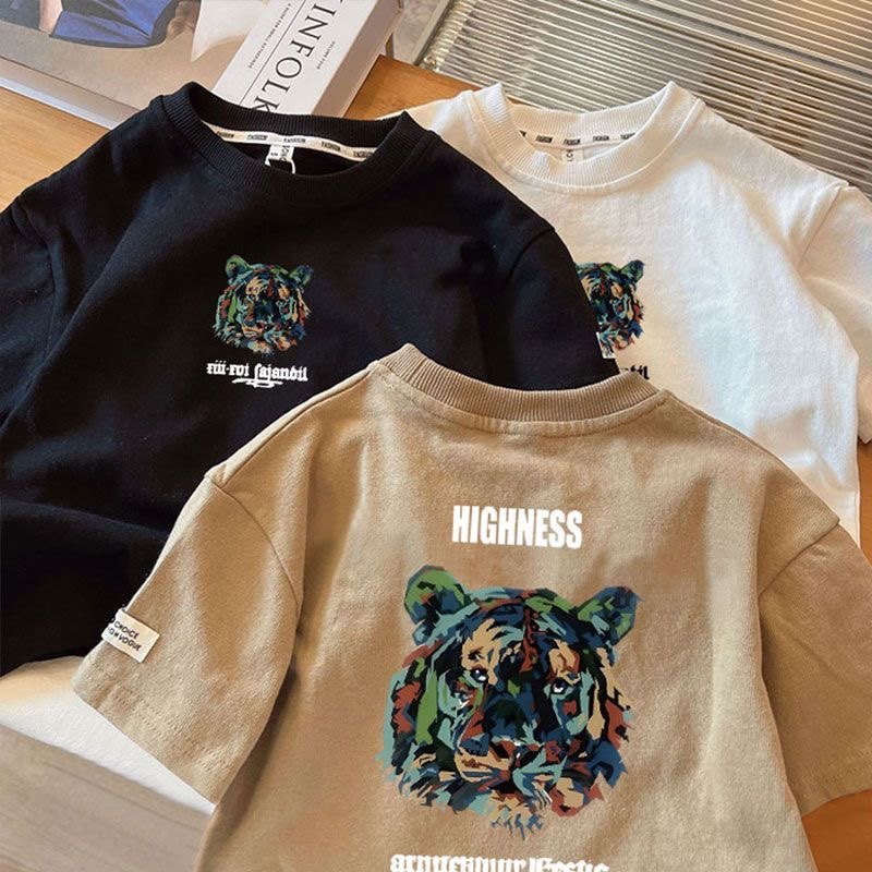 韩范男童炸街t恤老虎短袖夏季新款T恤中小儿童休闲百搭纯棉上衣潮,童装/婴儿装/亲子装,T恤,淘宝优惠券,粉丝福利购,淘宝优惠卷