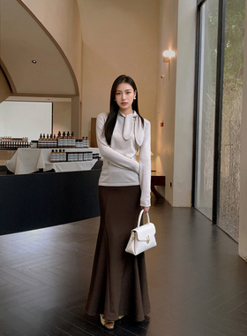 GEMQI 鱼尾半身裙女2025秋冬新款高腰显瘦百搭包臀中长款半身裙
