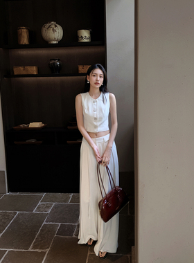 GEMQI 西装马甲阔腿裤套装女春2025新款爆款高级感超火夏装一整套