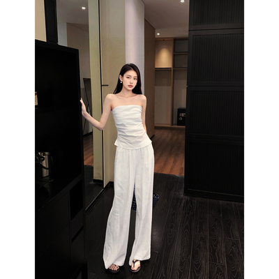 GEMQI伦敦老钱亚麻夏日小套装