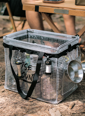 户外收纳箱露营衣服整理箱玩具杂物零食餐具PP透明可折叠储物箱