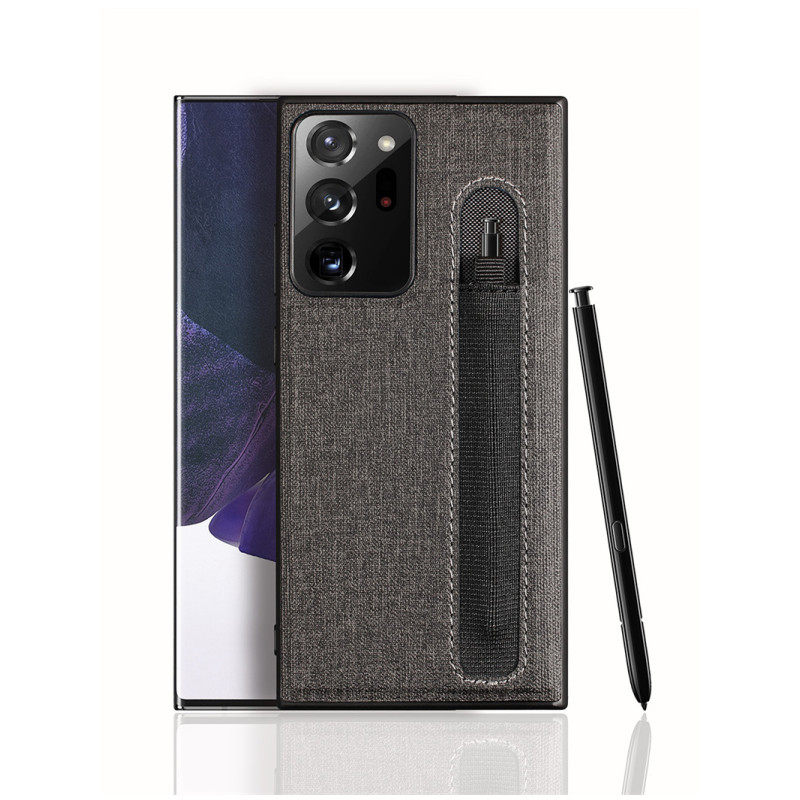 适用三星nont20uitra手机壳原装galaxy note20ultra5g新款全包防摔20u布纹高级感真皮保护套带spen笔槽笔袋男