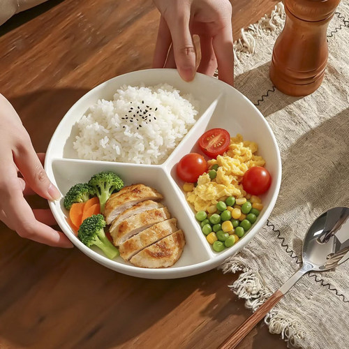 食品级陶瓷三分格微波饭盒