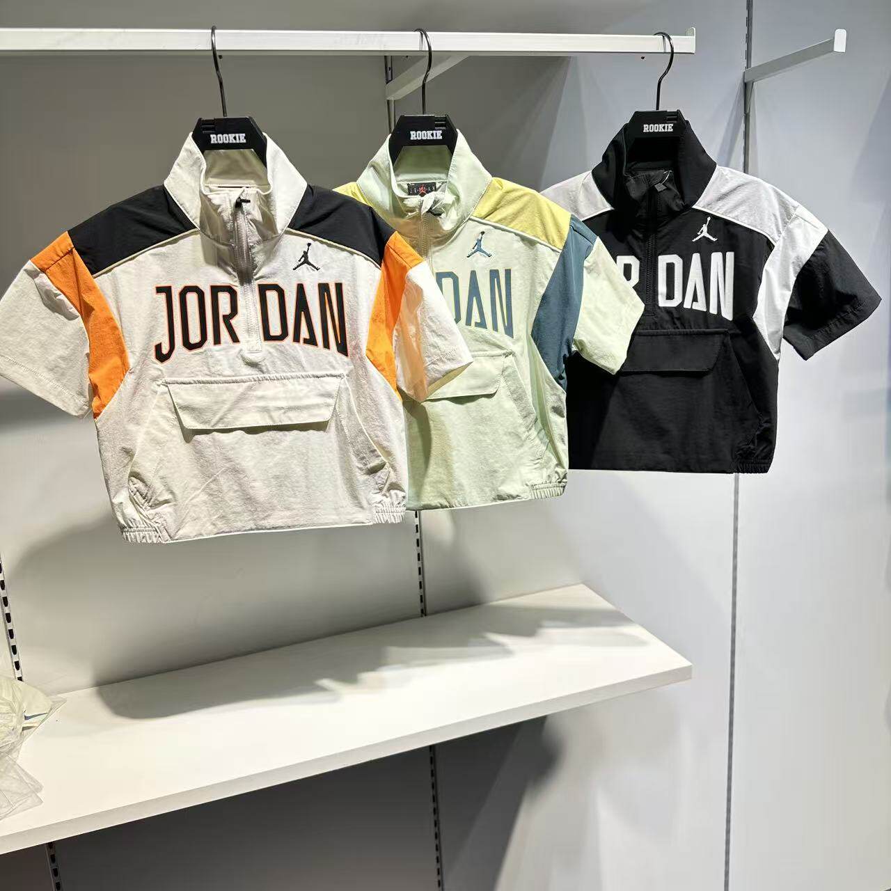 JORDAN运动风短袖T恤男女儿童印花宽松拼色半拉链上衣 JD2622001