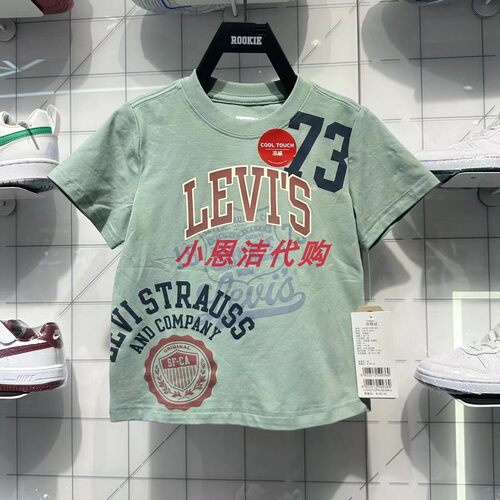 李维斯圆领休闲字母印花T恤