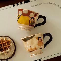 辰戌家居手绘釉下彩陶瓷咖啡马克杯高颜值水杯礼物情侣2026新款