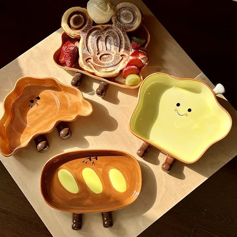 辰戌家居可爱面包陶瓷碟子甜品蛋糕碟家用手绘釉下彩餐具早餐碗盘,餐饮具,碟,淘宝优惠券,粉丝福利购,淘宝优惠卷