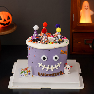 2025万圣节搞怪烘焙蛋糕装饰眼睛眼珠糖珠迷你毛球帽节日甜品插件