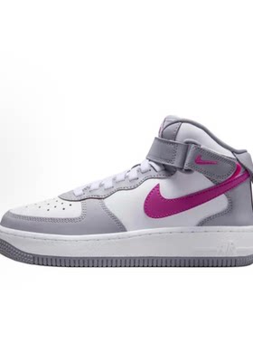 Nike水泥灰白色热紫红色GS休闲鞋