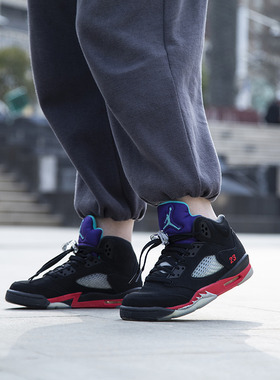 Air Jordan AJ5 男女黑红紫葡萄高帮运动休闲篮球鞋CZ2989-001
