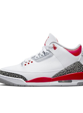Air Jordan 3 AJ3 男白红火焰红复古中帮休闲篮球鞋DN3707-160